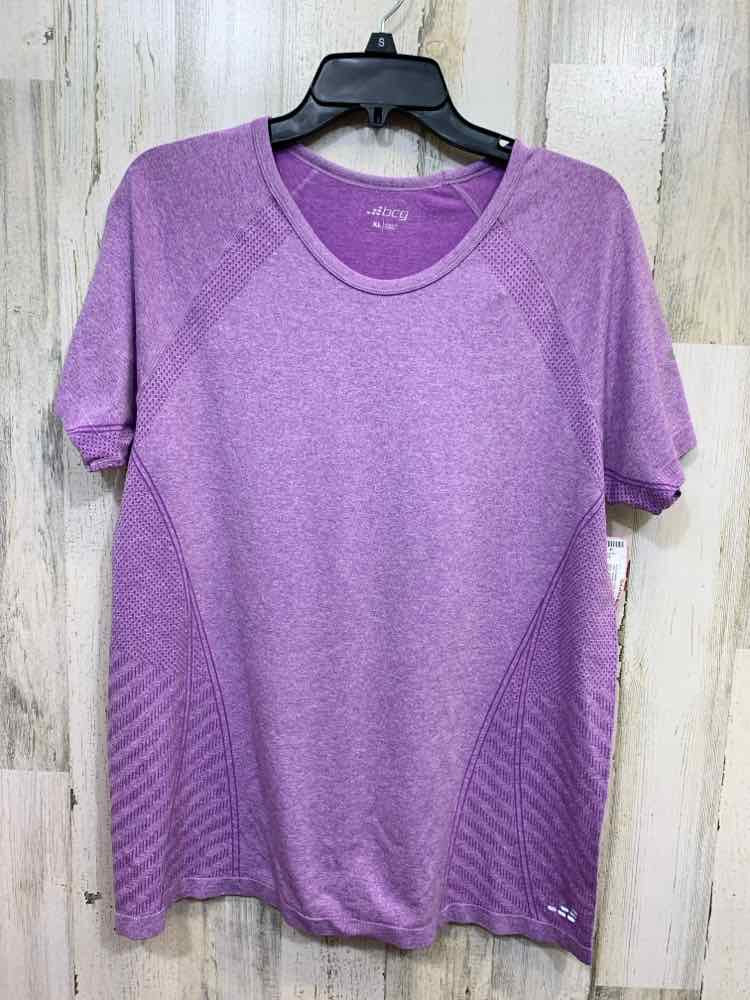 PRE-OWNED BCG Activewear XL Purple Solid SHORT SLEEVES Activewear TOP/PURPLE SHO