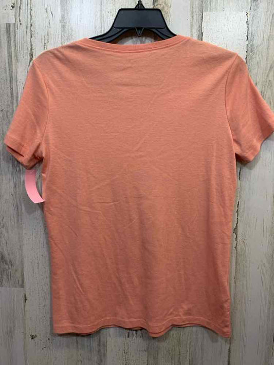 PRE-OWNED EDDIE BAUER Tops Size XL Peach Solid SHORT SLEEVES Shirt/PEACH V-CUT C