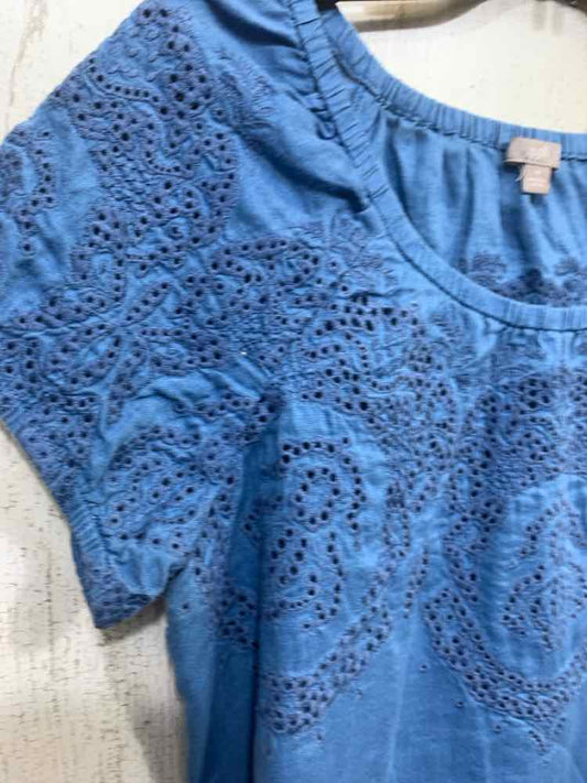 PRE-OWNED J JILL/SHORT-SLEEVE EYELET TOP