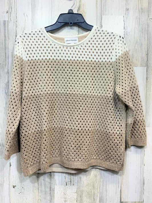 PRE-OWNED ALFRED DUNNER Tops Size M SHADES OF BROWN OMBRE LONG SLEEVE TOP/BROWN