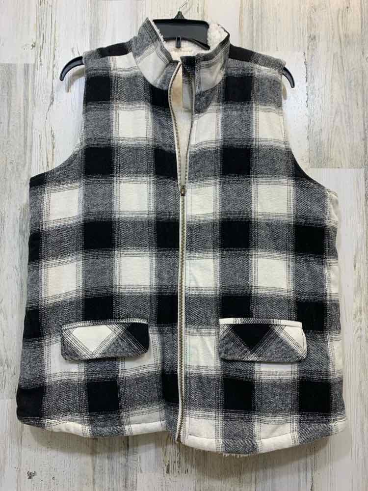PRE-OWNED MAURICE JACKETS / COATS Size L WHT/BLK Plaid Vest
