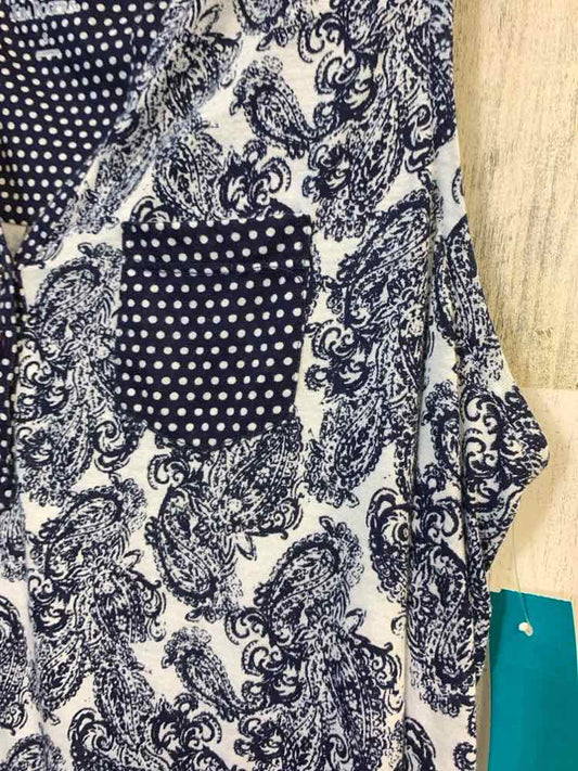 PRE-OWNED KIM ROGERS Tops Size S NAVY/WHT Paisley SLEEVELESS TOP