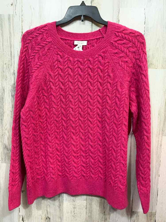 NWT ON 34TH Size XXL Tops Pink CABLE KNIT LONG SLEEVE CREW NECKLINE SWEATER