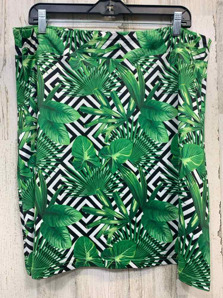 NWT TOP IT OFF Tops Size XL GREEN/WHITE/BLACK TROPICAL 2PC 2 PC Dress/2 PCS: TAN