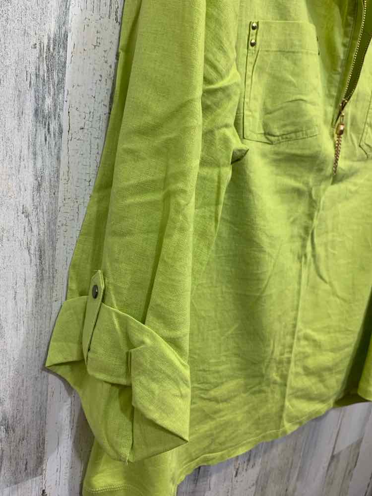 PRE-OWNED CATHY Tops Size XL Lime Green Solid SHORT SLEEVES Blouse/LIME GREEN SH