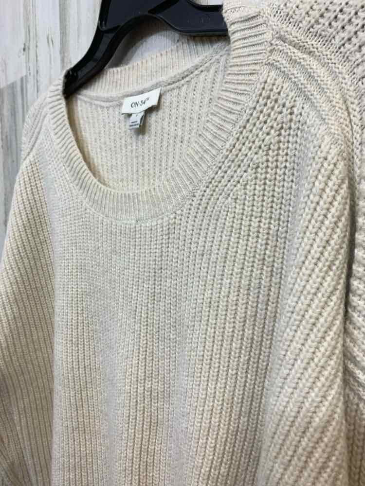 NWT ON 34TH Size L Tops Beige RIB KNIT LONG SLEEVE/SCOOP NECKLINE SWEATER