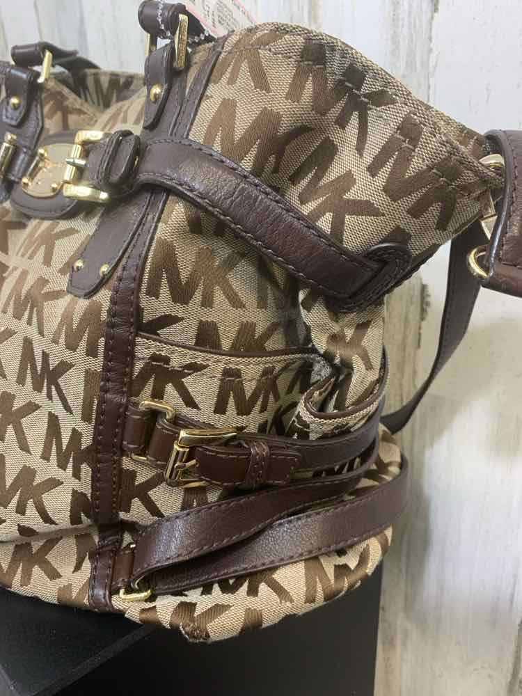 PRE-OWNED MICHAEL KORS LGT BRWN/DRK BRWN Handbag/LIGHT BROWN/DARK BROWN MONO GRA