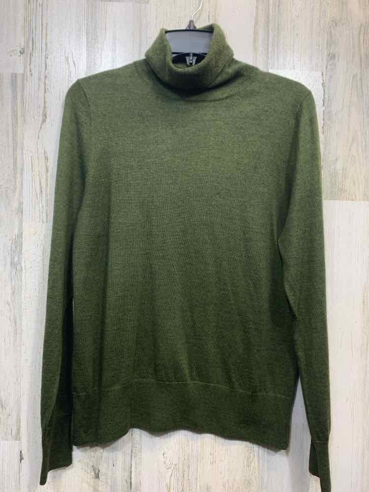 PRE-OWNED J CREW Tops Size L DARK GREEN Solid LONG SLEEVE Dress /TURTLE NECK SWE