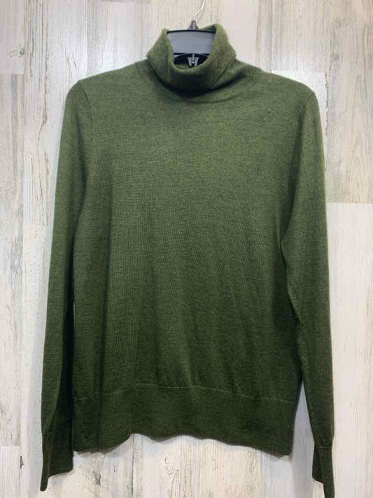 PRE-OWNED J CREW Tops Size L DARK GREEN Solid LONG SLEEVE Dress /TURTLE NECK SWE