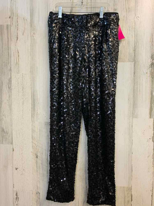 NWT Size 2P LOFT BOTTOMS Black Sequined Solid PANTS Pants/BLACK SEQUINED PANTS.