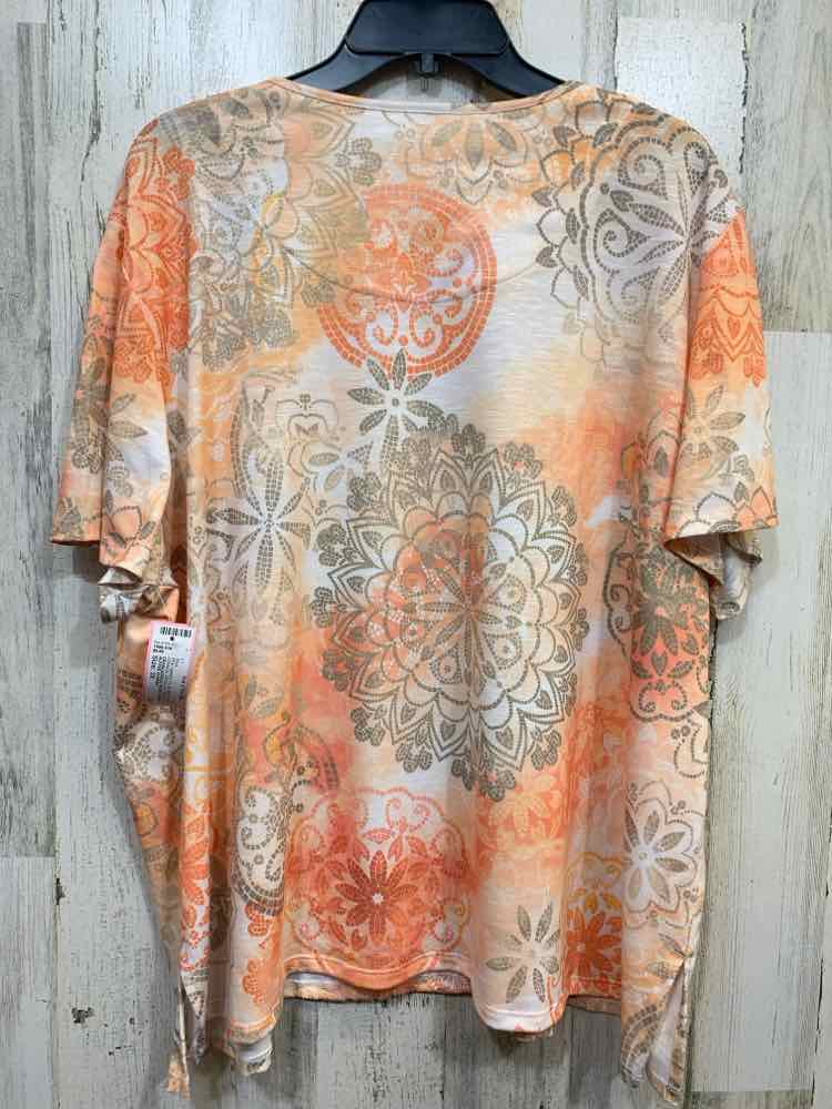 PRE-OWNED ALFRED DUNNER PLUS SIZES Size 3X SHADES OF ORANGE MEDALION Shirt