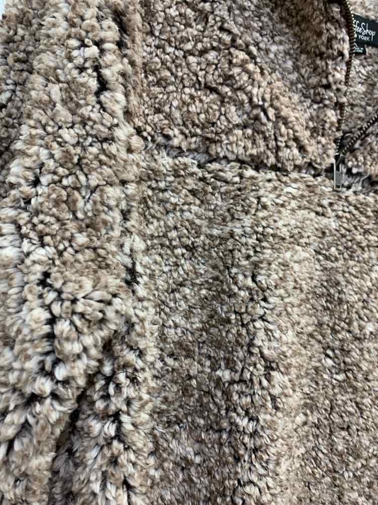 NWT COFFEE SHOP JACKETS / COATS Size L BROWN/WHT Fleece JACKET Jacket/BROW