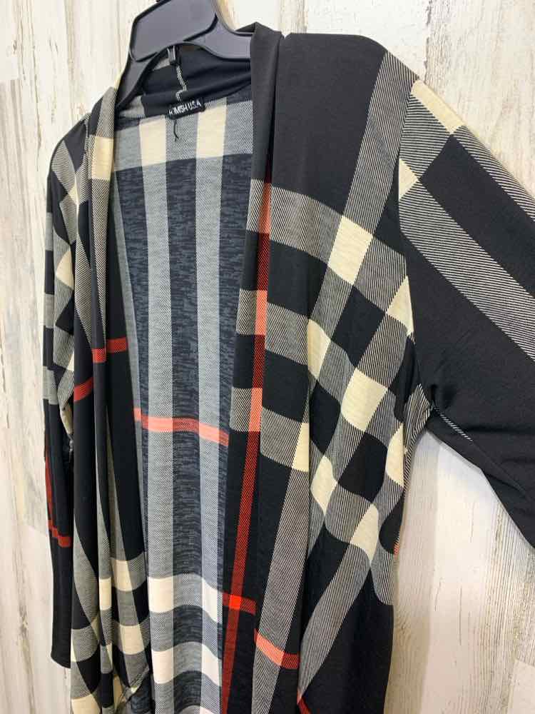 PRE-OWNED HEIMISH U.S.A Size One Size JACKETS / COATS BLK/RED/WHT Plaid Cardigan