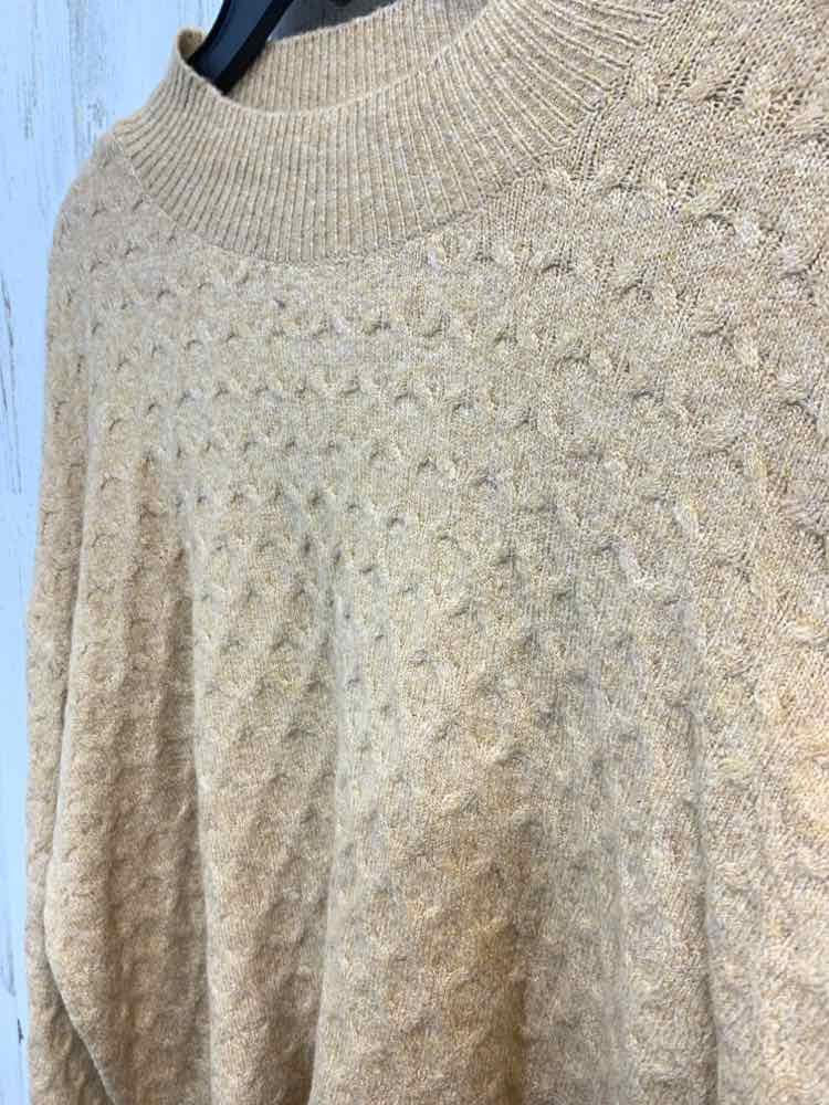 NWT ON 34TH Size L Tops BROWN WAFFLE KNIT LONG SLEEVES MOCK NECK  SWEATER