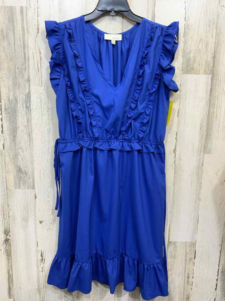 PRE-OWNED PINCH Dresses and Skirts Size L Royal Blue RUFFLES MIDI Dress/ROYAL BL