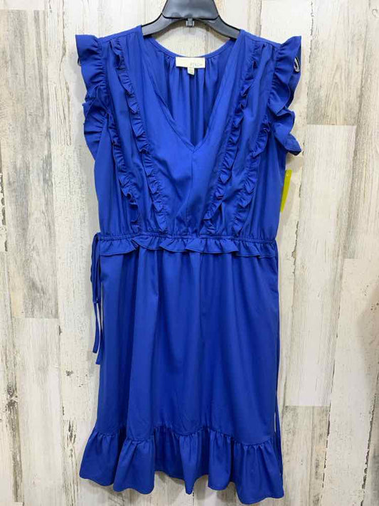 PRE-OWNED PINCH Dresses and Skirts Size L Royal Blue RUFFLES MIDI Dress/ROYAL BL