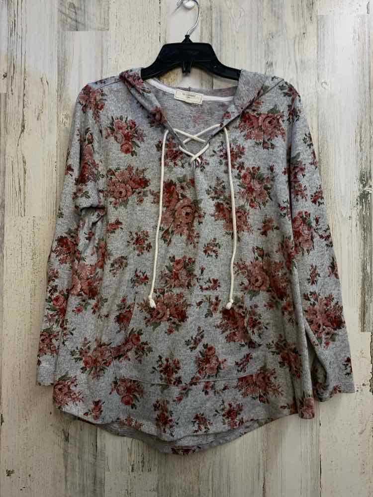 NO COMMENT PLUS SIZES Size 2X GRAY/PINK Floral HOOD HOODIE