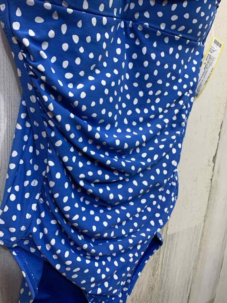 PRE-OWNED NIPTUCK SWIM Swimwear Size 6 BLUE/WHITE Polka Dot ONE PIECE Swimsuit