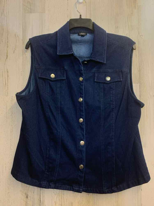 LINKS PLUS SIZES Size 1X Blue Denim VEST Vest