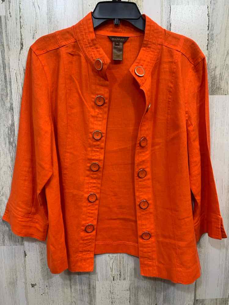 PRE-OWNED MULTIPLES JACKETS / COATS Size XL Orange Solid JACKET Jacket/ORANGE LI