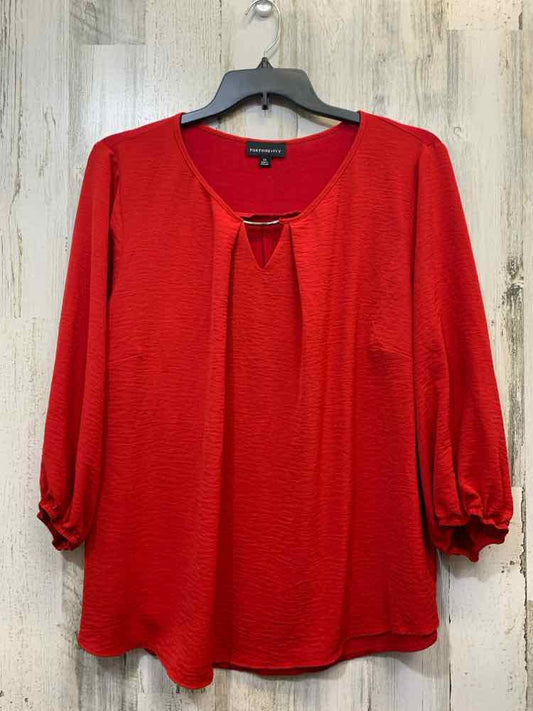 PRE-OWNED FORTUNE & IVY PLUS SIZES Size 2X Red 3/4 LENGTH TOP
