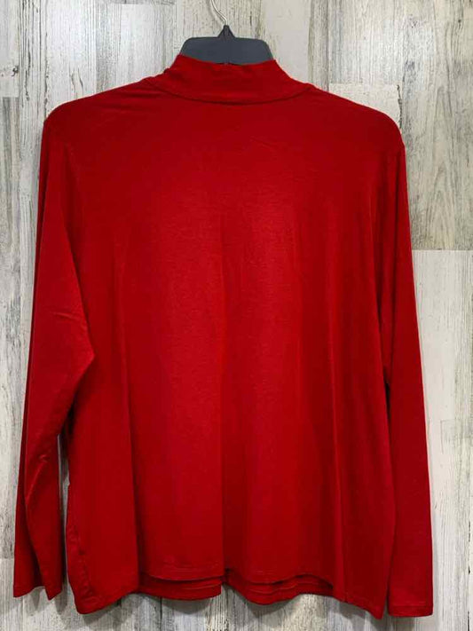 PRE-OWNED TALBOTS PLUS SIZES Size 2X Red LONG SLEEVES V NECKLINE TOP