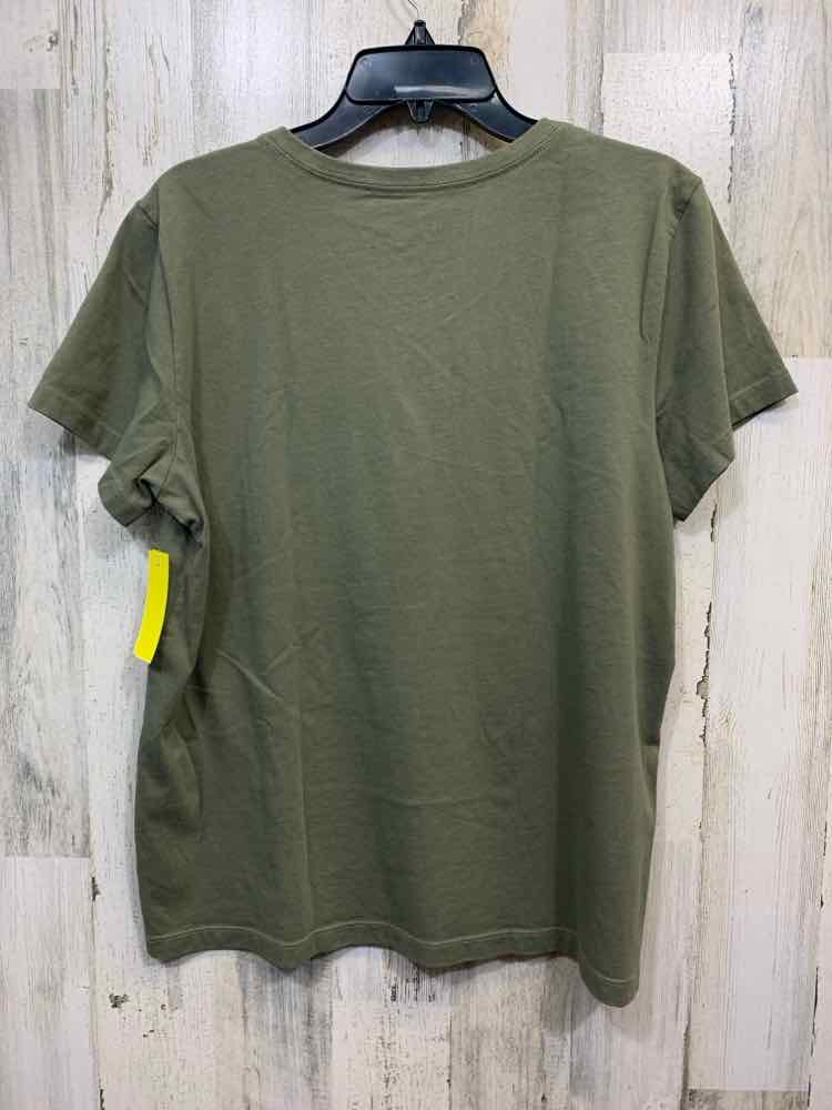 PRE-OWNED LIFE IS GOOD Tops Size L OLIVE/LILAC/BLUE VNECK T-shirt/BIRDS ON FRONT