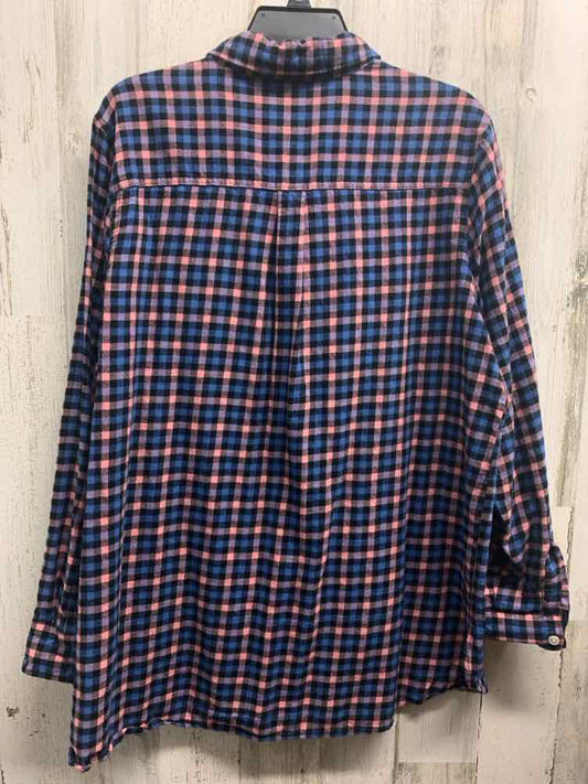 OLD NAVY Tops Size XL PINK/BLK/BLU Checkered TUNIC Shirt