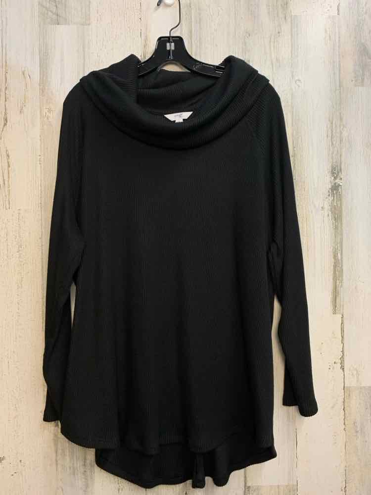 PRE-OWNED TERRA & SKY PLUS SIZES Size 2X BLK LONG SLEEVES TOP/COWL NECK SWEATER