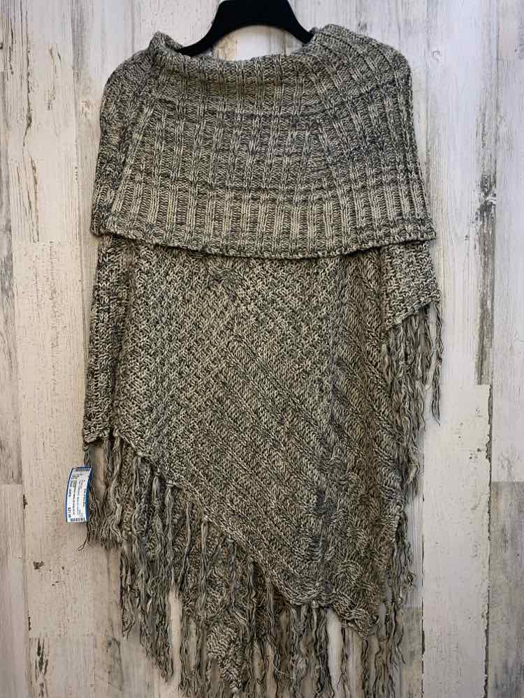 KARLIE Tops Size osfm CRM/GRAY MARLED PONCHO PONCHO