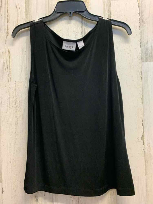 PRE-OWNED CHICO'S TRAVELERS Tops Size 2 /L Black Solid TANK TOP Tank Top/BLACK T
