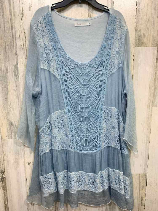 PRE-OWNED SIMPLY COUTURE Tops Size XL BABY BLUE Chiffon 3/4 SLEEVE TUNIC