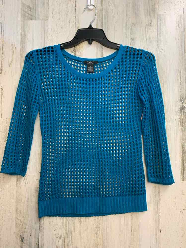 PRE-OWNED DEB Tops Size M Blue SHORT SLEEVES TOP/CROCHET TOP