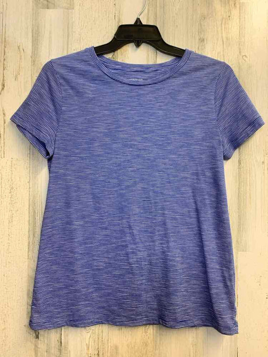 PRE-OWNED MOSSIMO Tops Size XL BLUE/WHITE Stripe SHORT SLEEVES TOP/BLUE & WHITE