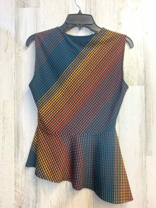 BCBG Tops Size S BLK/RUST/BLU/YEL Checkered SLEEVELESS TOP