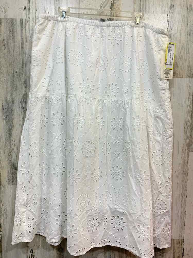 NWT A NEW DAY XL BOTTOMS White Eyelet TIERED Midi