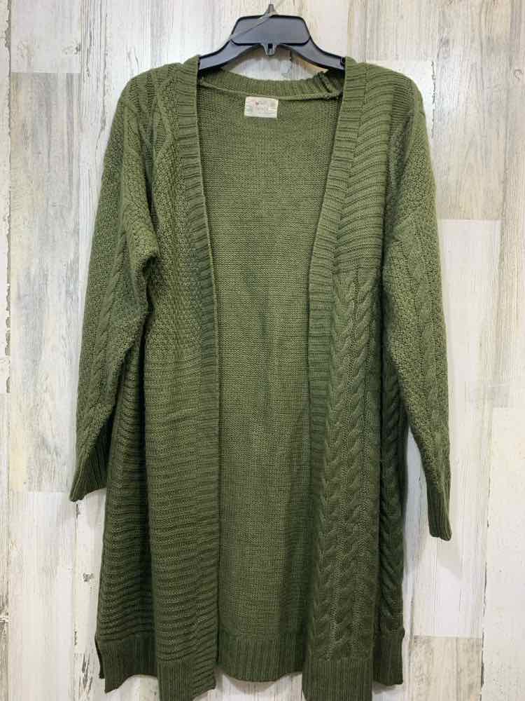PRE-OWNED PROOF APPAREL Tops Size L Olive KNITTING CARDIGAN Cardigan/OLIVE OPEN