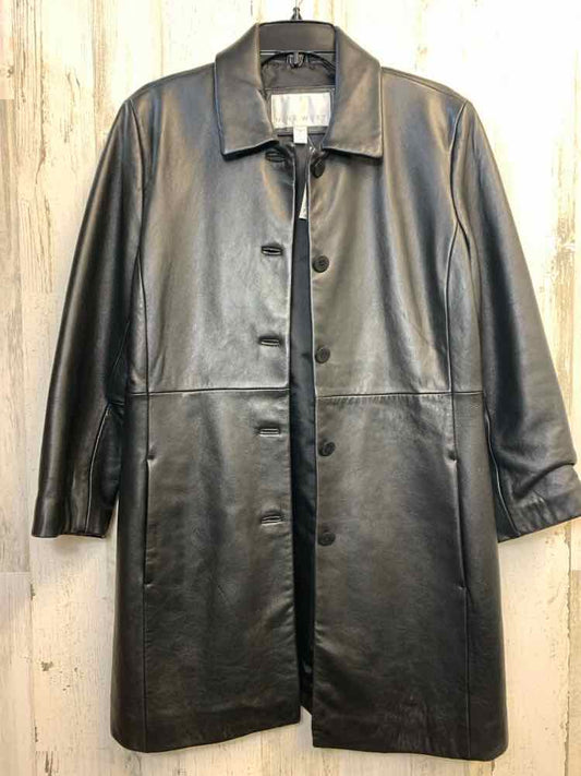PRE-OWNED NINE WEST Tops Size M Black Leather JACKET Jacket