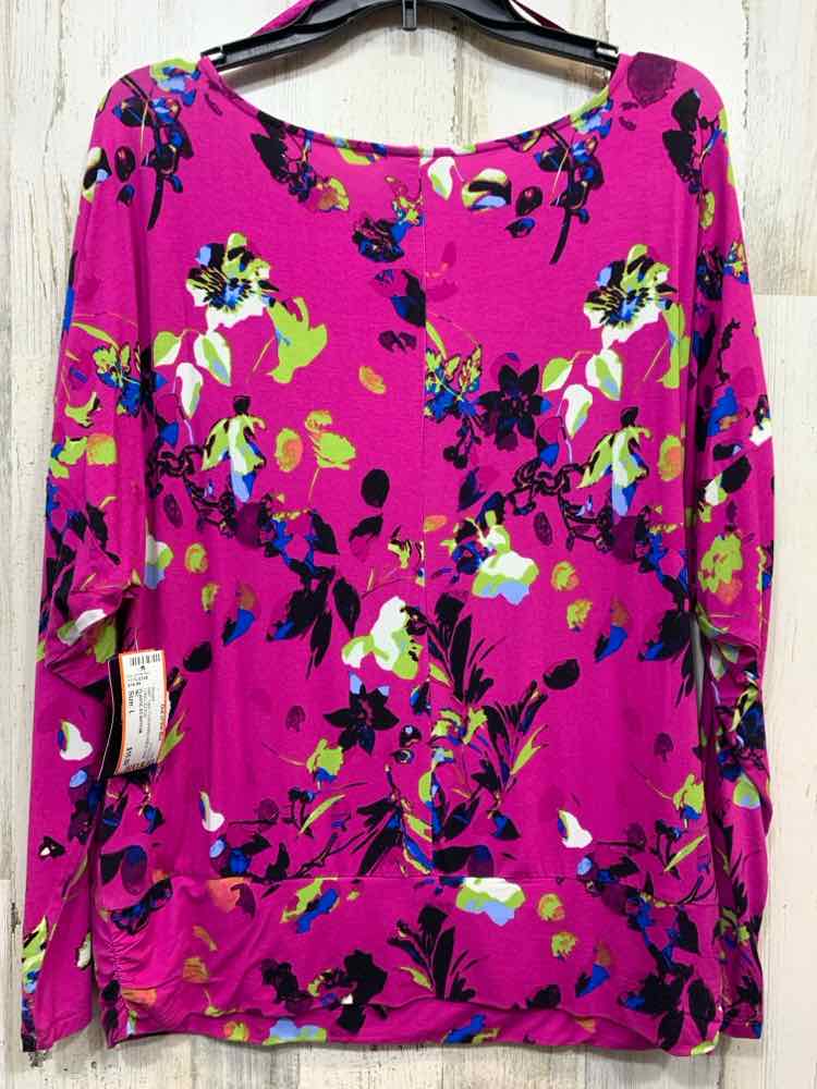 NWT INC Tops Size L FUS/GRN/BLUE/BLK Floral LONG SLEEVE Blouse