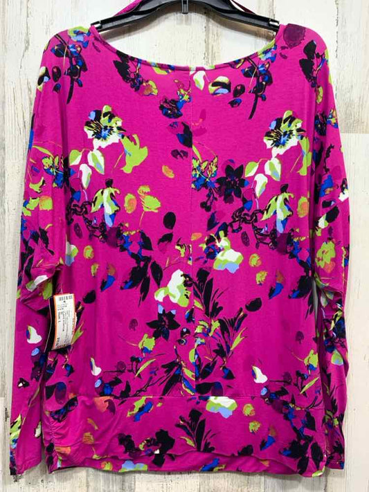 NWT INC Tops Size L FUS/GRN/BLUE/BLK Floral LONG SLEEVE Blouse
