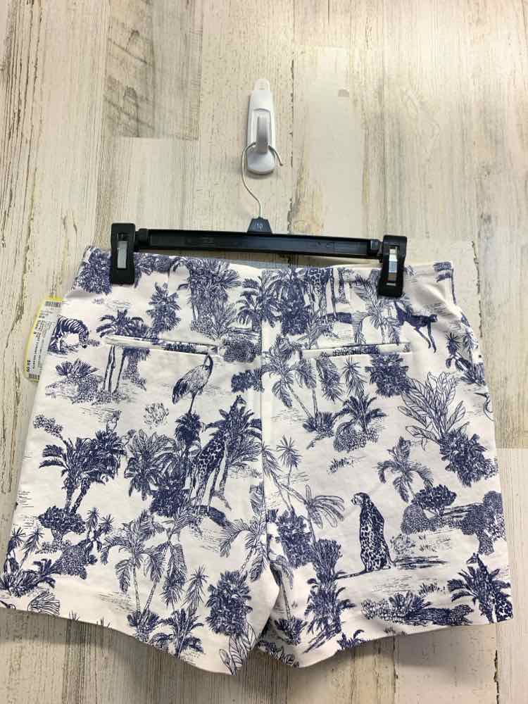 PRE-OWNED Size 8 RACHEL ZOE BOTTOMS WHT/NVY LEAF PRINT Shorts