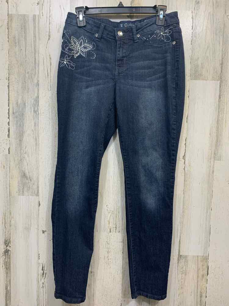 PRE-OWNED Size 8 SALT WORKS BOTTOMS Denim SKINNY Jeans/JEWELED POCKETS