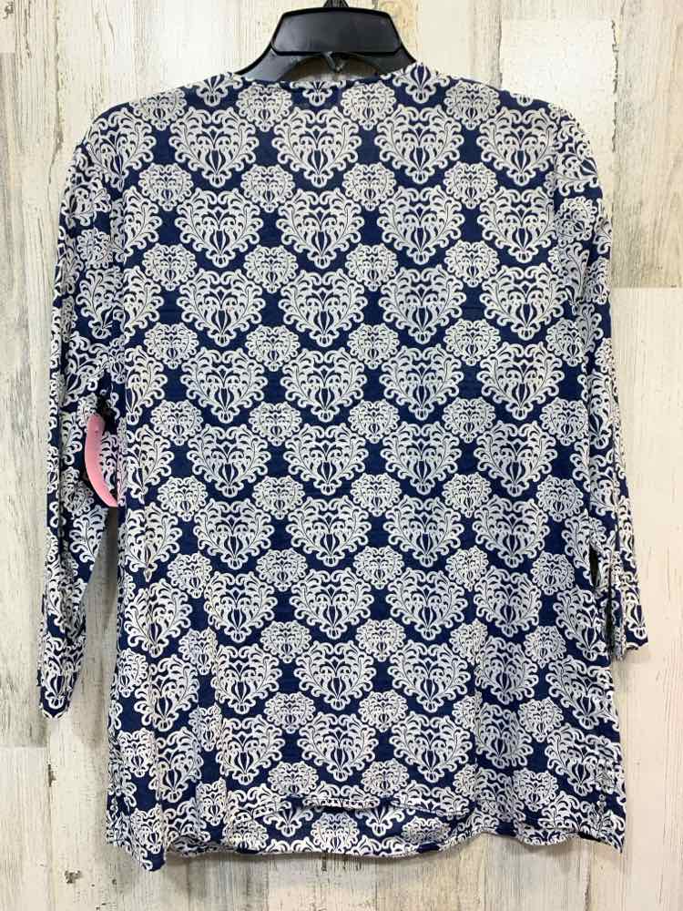 PRE-OWNED TALBOTS Tops Size M NAVY/WHITE Paisley TUNIC Blouse/NAVY/WHITE TUNIC T