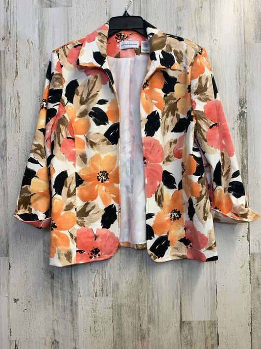 ALFRED DUNNER Tops Size 12 PEACH/WHT/PINK/BLK Floral JACKET Jacket