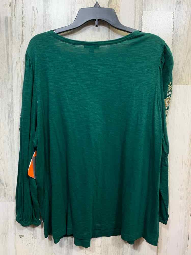 NWT STYLE & CO Tops Size 2X Green Floral LONG SLEEVE Blouse