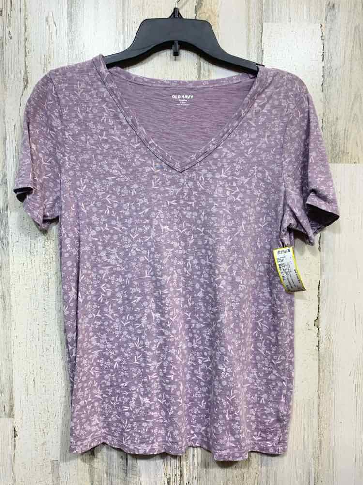PRE-OWNED OLD NAVY/DITSY FLORAL SLUB JERSEY KNIT V-NECK SHORT-SLEEVE TEE