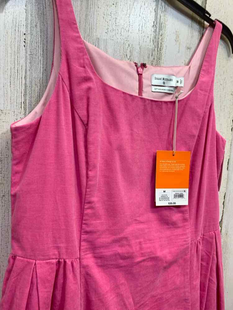 NWT ISAAC MIZRAHI Dresses Size M Pink Corduroy SLEEVELESS PLEATED SIDES Dress