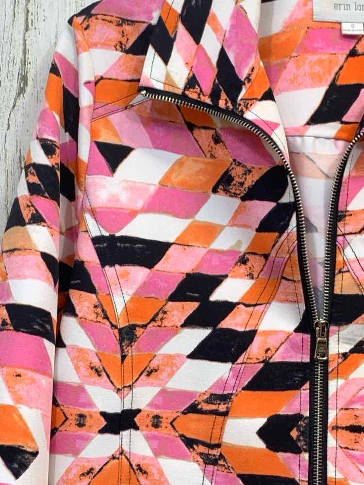 PRE-OWNED ERIN LONDON JACKETS / COATS Size S WHITE/BLACK/PINK/PEACH Jacket/WHITE