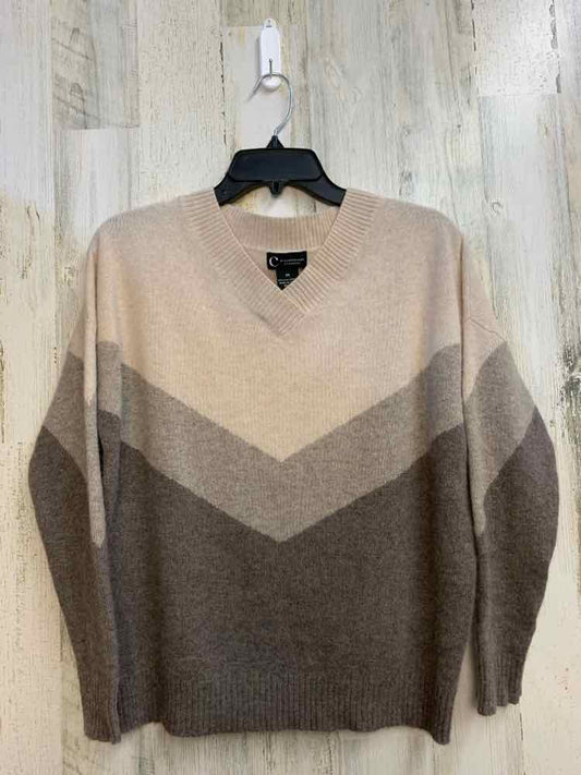 PRE-OWNED BLOOMINGDALE'S Tops Size XS Brown LONG SLEEVES TOP/CASHMERE V-NECK