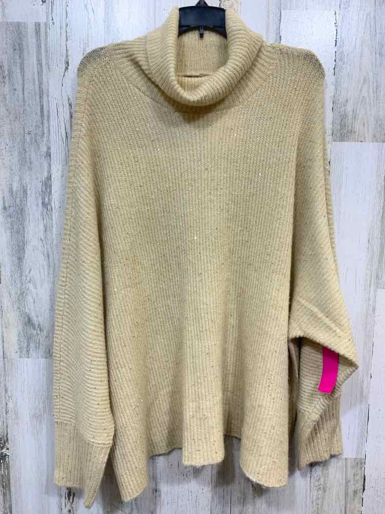 NWT RAFAELLA Size 3X PLUS SIZES Gold RIB SEQUIN KNIT BAT SLEEVES/COWL SWEATER